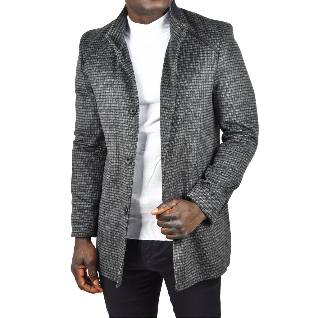 DeepSEA Pötikare Desenli Dik Yaka Dar Kesim Hakim Yaka Kaşe Kaban 2407003