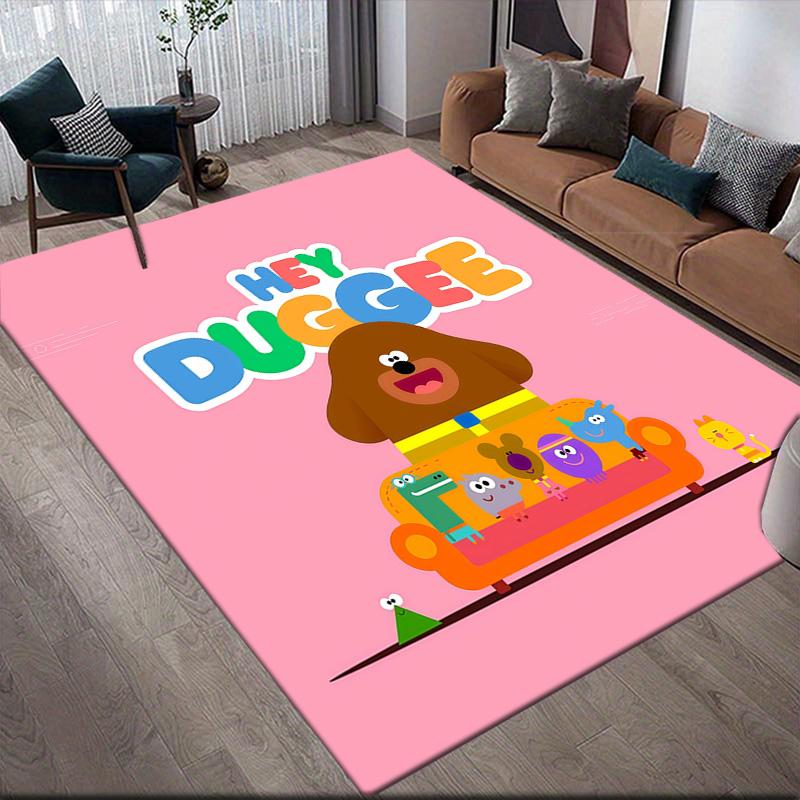 Hey Duggee Flannel Pattern Square Carpet,Area Rug,Carpet Rug for Living Room Bedroom Sofa Playroom Decor,Non-slip Floor Mat