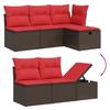 Set Divano da Giardino a 5 Pezzi con Cuscini Polyrattan Marrone