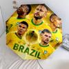 1 PC Automatic Folding Umbrella - Brazil National Football Team Pattern, Portable & Foldable Design with 8 Ribs, Christmas Birthday Gifts