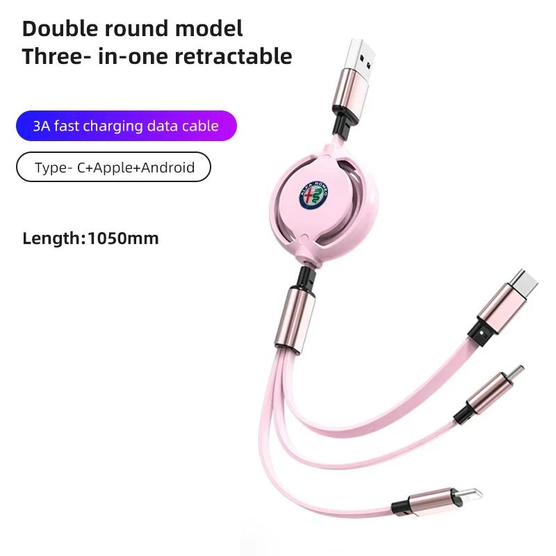 Autoaufkleber Für Alfa Romeo USB Typ-C Schnellladekabel 3in1 Teleskop-Ladegerät Für Alfa Romeo 159 Giulietta 156 147 Giulia M