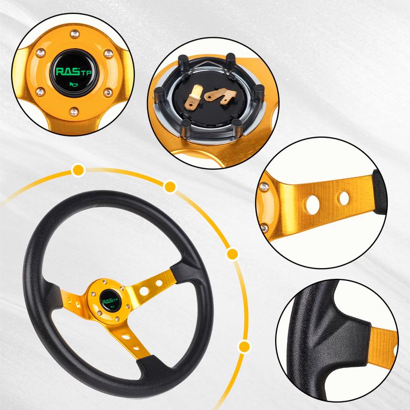 Universal 14inch 350mm Car Racing Steering Wheels Aluminium PU Deep Corn Dish Sport Drifting Steering Wheel STW020