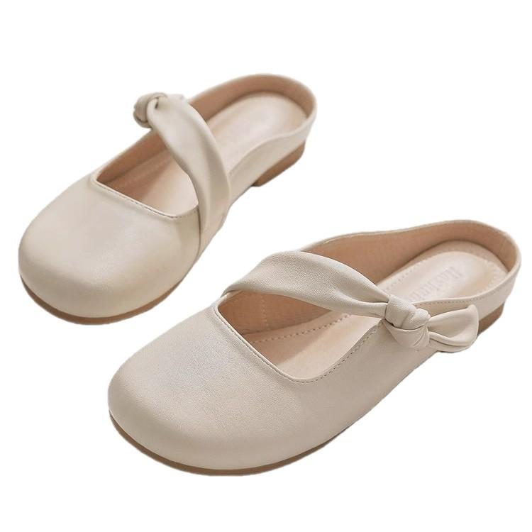 Sheepskin version~ One-pedal lazy shoes French bag head with skirt half slippers women's summer wear 2025 new models