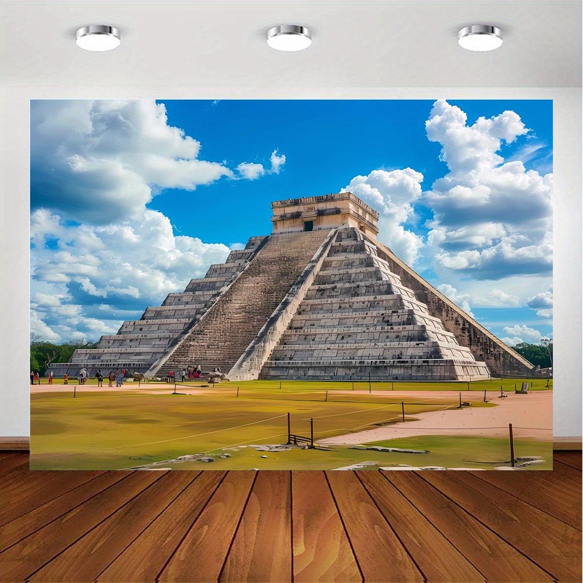 1 piece of vibrant Chichen Itza pyramid backdrop - an ancient Mayan site a wonder of the world 47.2x31.5inch/120*80cm