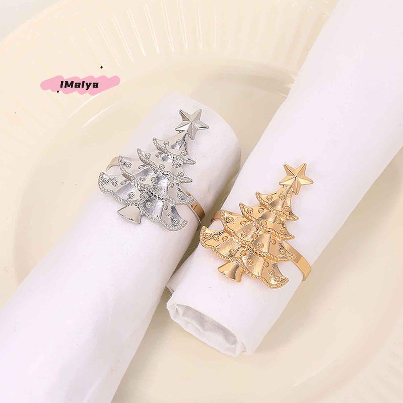 6Pcs Christmas Napkin Rings Xmas Tree Ornaments Home Kitchen Dinner Table Decor New Year Party Supplies