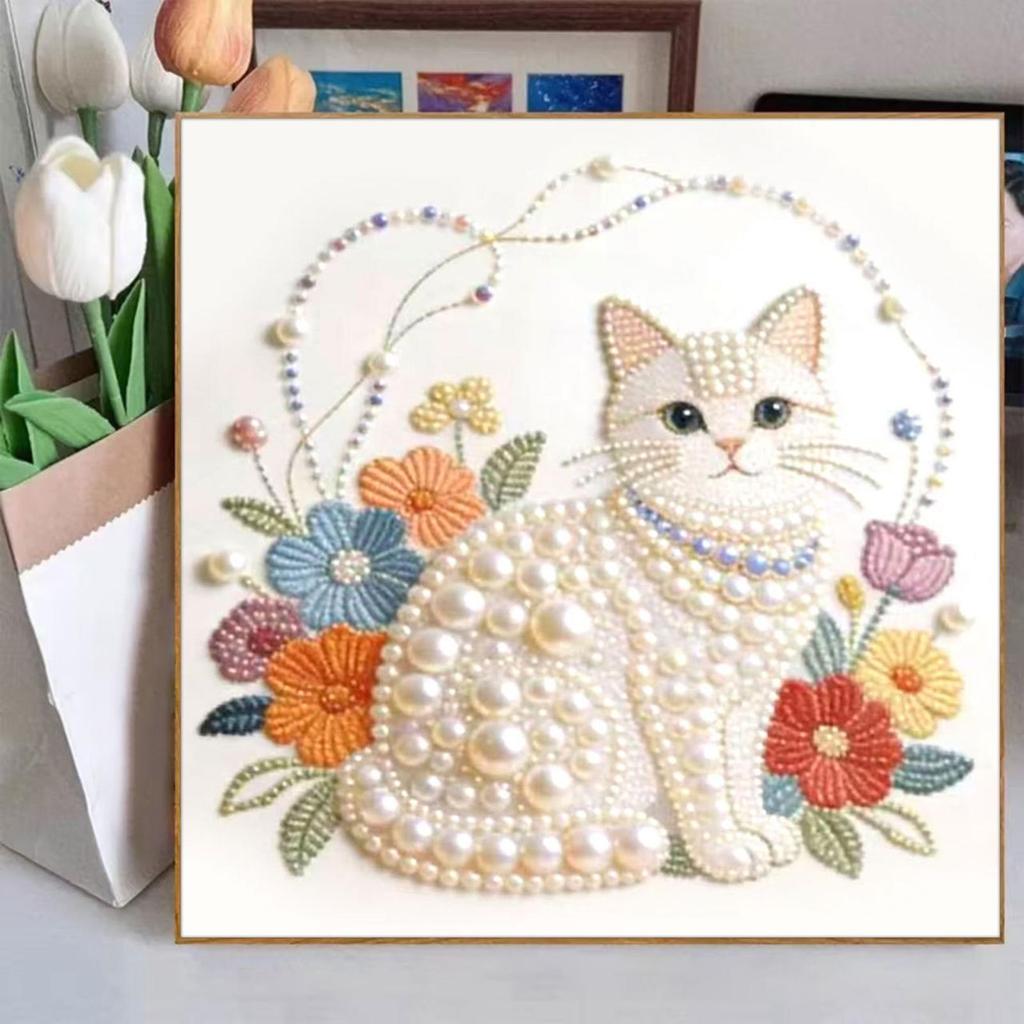 Animal Theme Pearl Painting Kit 7.87in DIY Rhinestone Art Crafts for Adults & Kids, Fun 3D Diamond Art Projects for Party Home