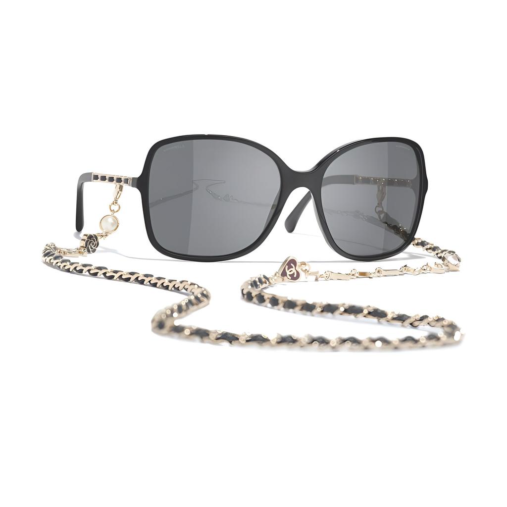 Chanel Logo Irregular Frame Sunglasses Unisex Sunglasses Black Q-C622/S4,A40911-X06074-S2214