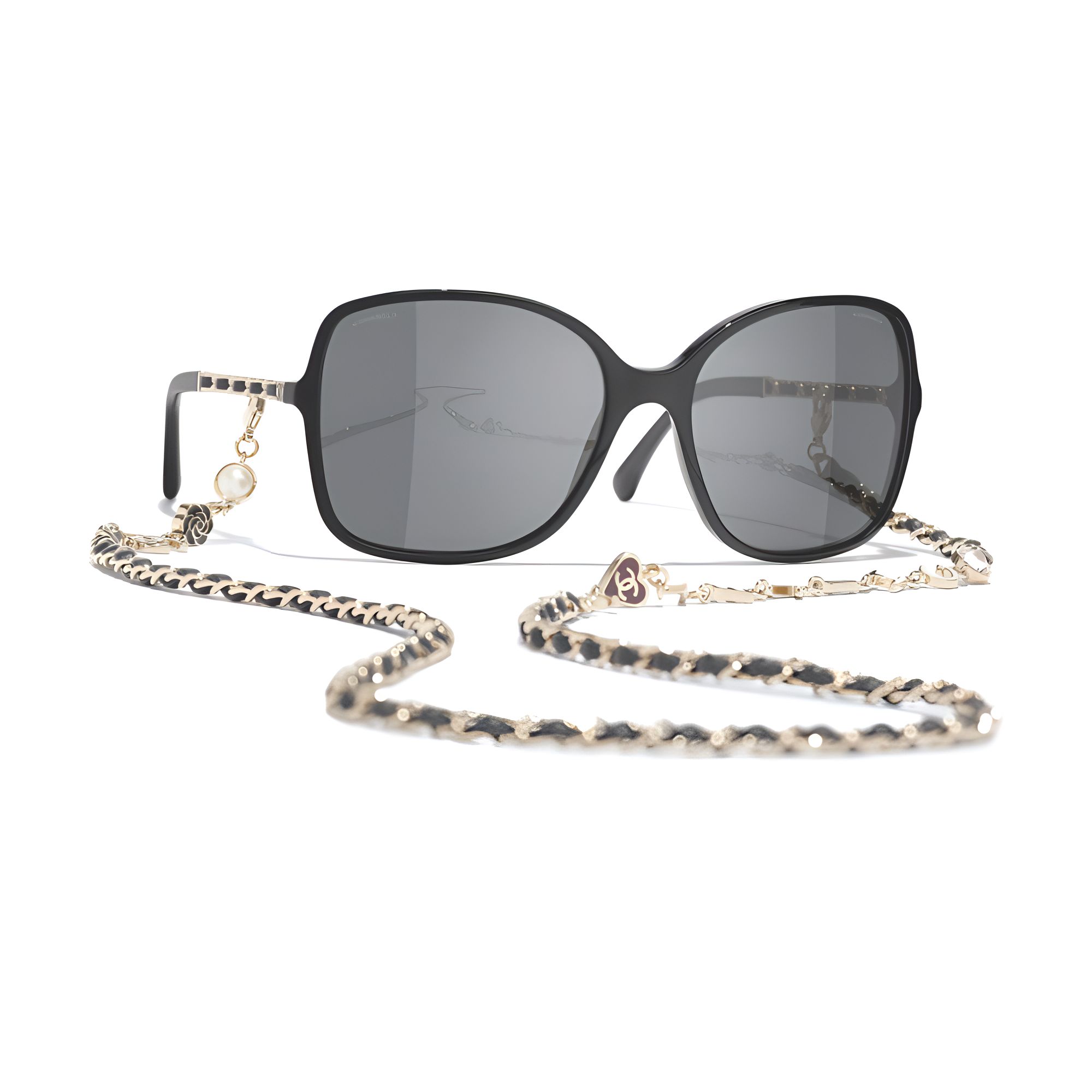 

Chanel Logo Irregular Frame Sunglasses Unisex sunglasses Black Q-C622/S4,A40911-X06074-S2214 F,Black