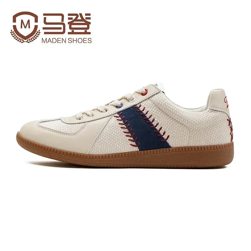 

Maden Vintage German Training Baseball Shoes for Men White Casual Running Sports Shoes 39 бежевый