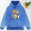 Cartoon Cat Nested In Durian Illustration Print Women Washed Hoodie Fashion Clothing Autumn Cotton Hoodies Hoody