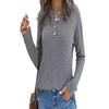 Women S Solid Color Half Open Button Pullover Long Sleeve Sweater