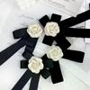 Neue Schwarze Fliege Schleife Brosche Stoff Kamelienblume Brosche Anstecknadeln Vintage Hochzeitsfeier Broschen Für Damen Accessoires