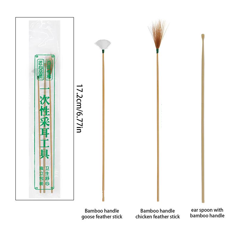 2/3Pcs Goose Feather Earpick Wax Remover Curette Adult Bamboo Handle Ear Dig Tools Spoon Cleaner Stick Health Care Ear Cleaner