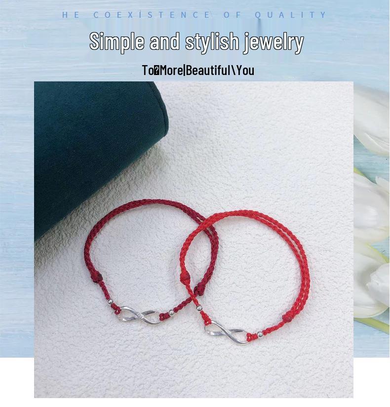 S925 Sterling Silver Good Luck Koi Braided Red Bracelet for Exams