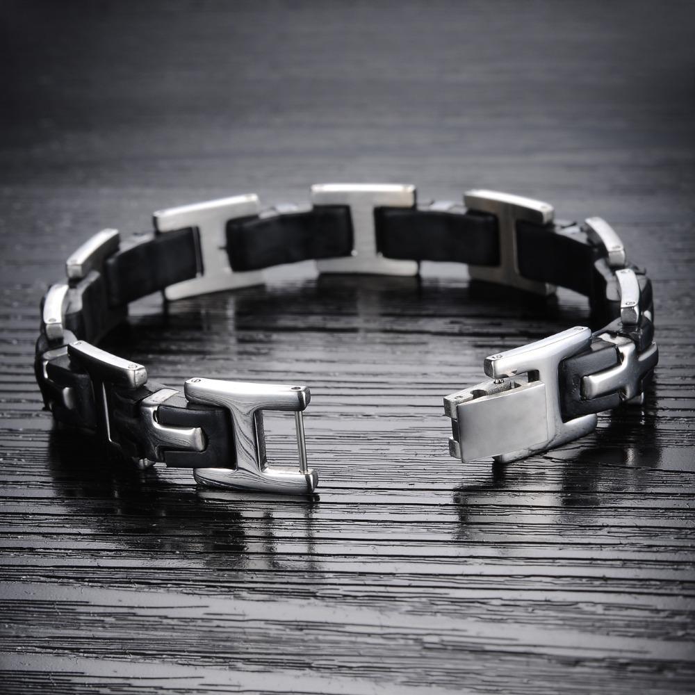 Classic Men's Cross Bracelets 316L Stainless Steel Silicone Bracelet for Man Male Jewelry Friendship Men's Bangles on Hand