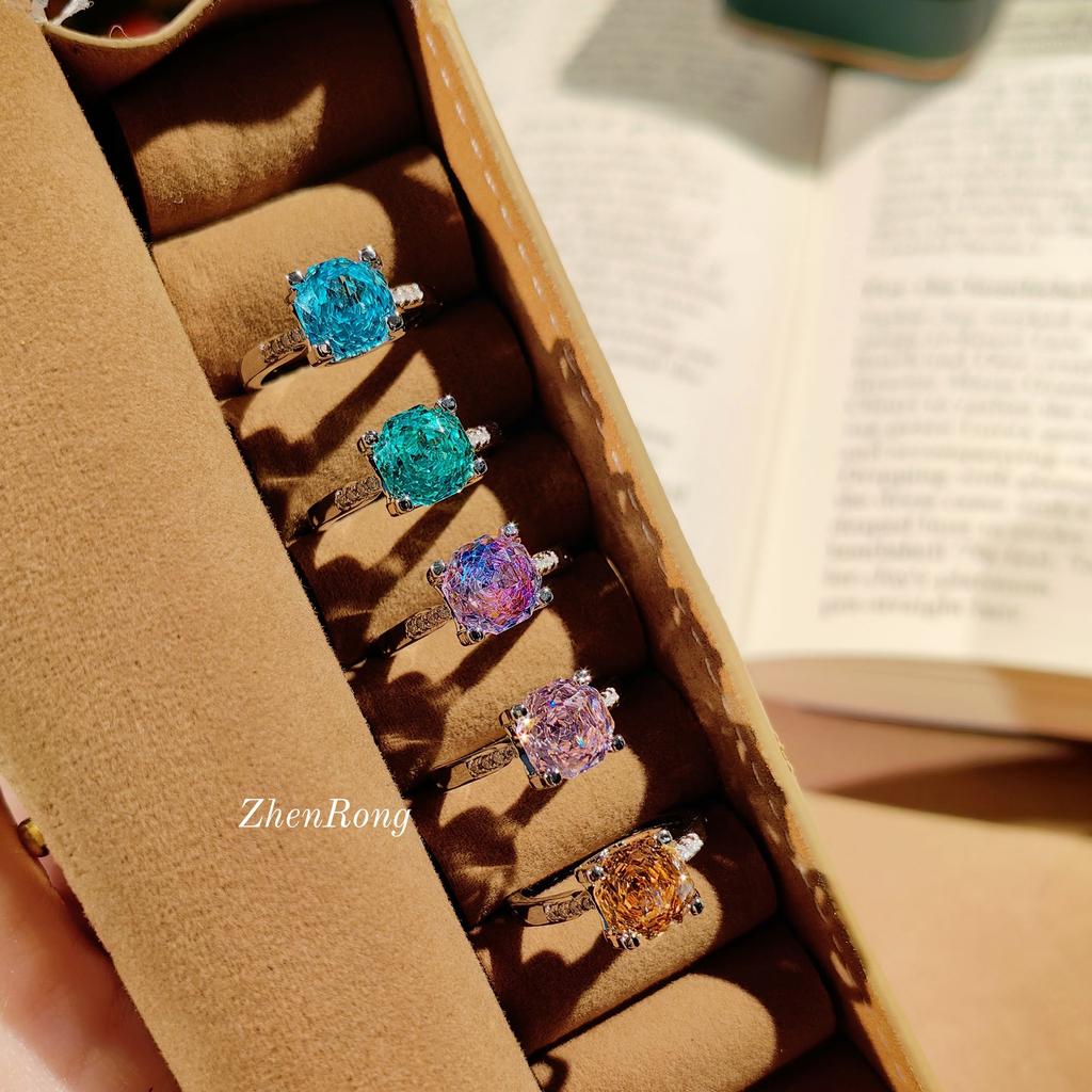 Classic Bull Head Star Anise Rose Cut Paraiba Pendant Necklace Colorful Diamond Stud Earrings Pink Diamond Ring Sea Blue Bracelet