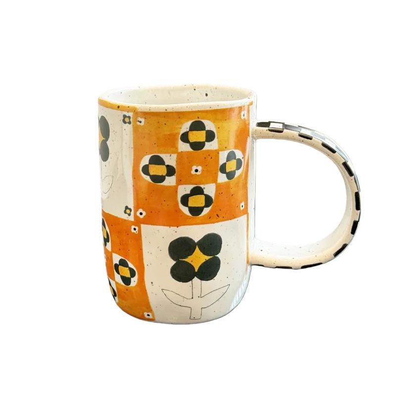 JUSTINLAU Ceramic Mug Valentine's Day Gifts Breakfast Coffee Milk Oat Cup Creative Couple Cup with Handle Home/Office Water Cups