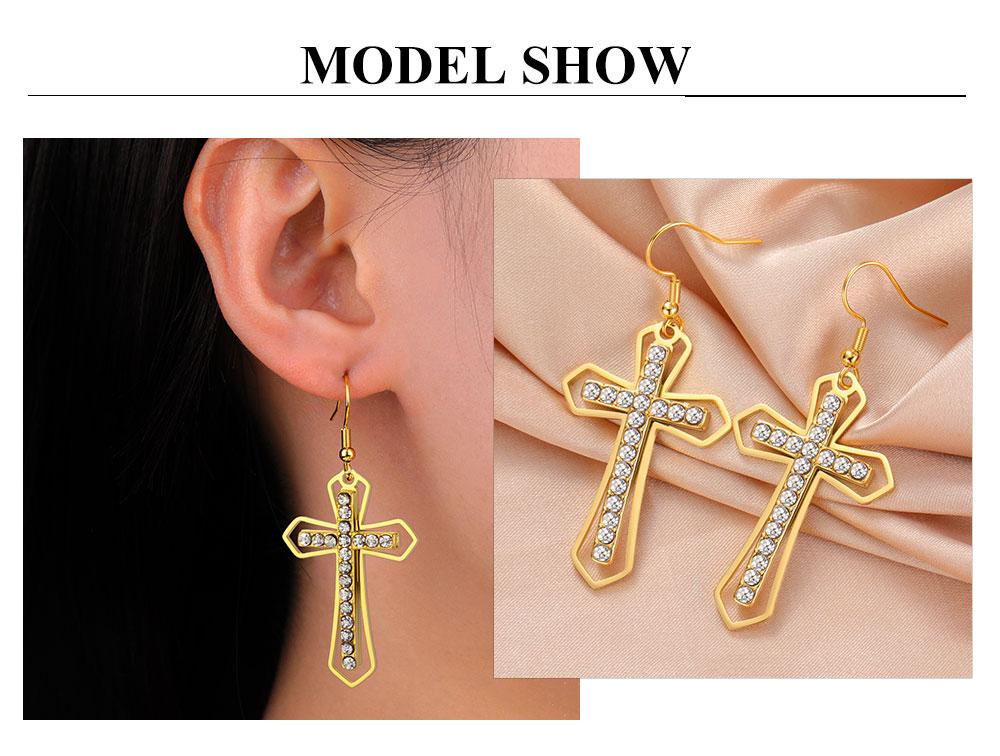 Cazador Clear Zircon Cross Earrings for Women Stainless Steel Christian Earrings Jesus Jewelry Valentine Gift 2026 Wholesale New
