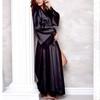 Women Sexy Long Silk Kimono Dressing Gown Bath Robe Babydoll Lingerie Nightdress