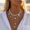 5Pcs/Set Boho Starfish Shell Elastic Bracelet for Women Stackable Imitation Pearl Heishi Beads Bracelet Beach Jewelry Gift