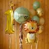 Set de ballons Lion Girafe Dessin Animé, Ballon Thème Animaux de la Jungle, Ballon Chiffre Doré 0-9, Décoration Fête d'Anniversaire Shower
