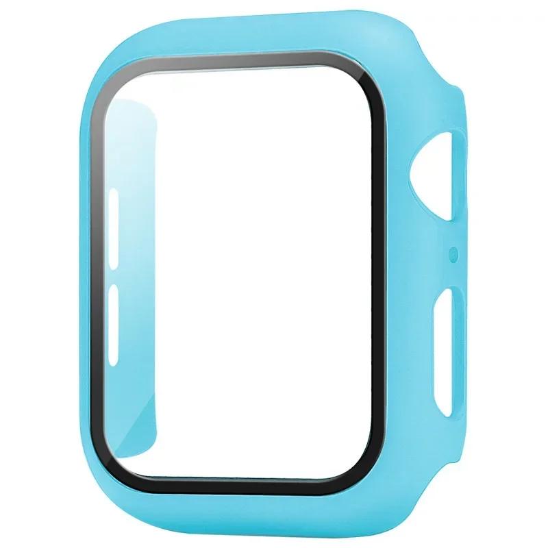 Tempered Glass+Cover For Apple Watch Case Series 9 8 7 6 5 se Screen Protector Film For IWatch 45mm 44mm 40mm 41mm Accessories