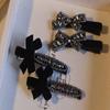 1PCS Black Velvet Hair Clips Hair Clips Glitter Diamonds,Premium Rhinestones Bow Duckbill Clips Forehead Shattered Hair Clips