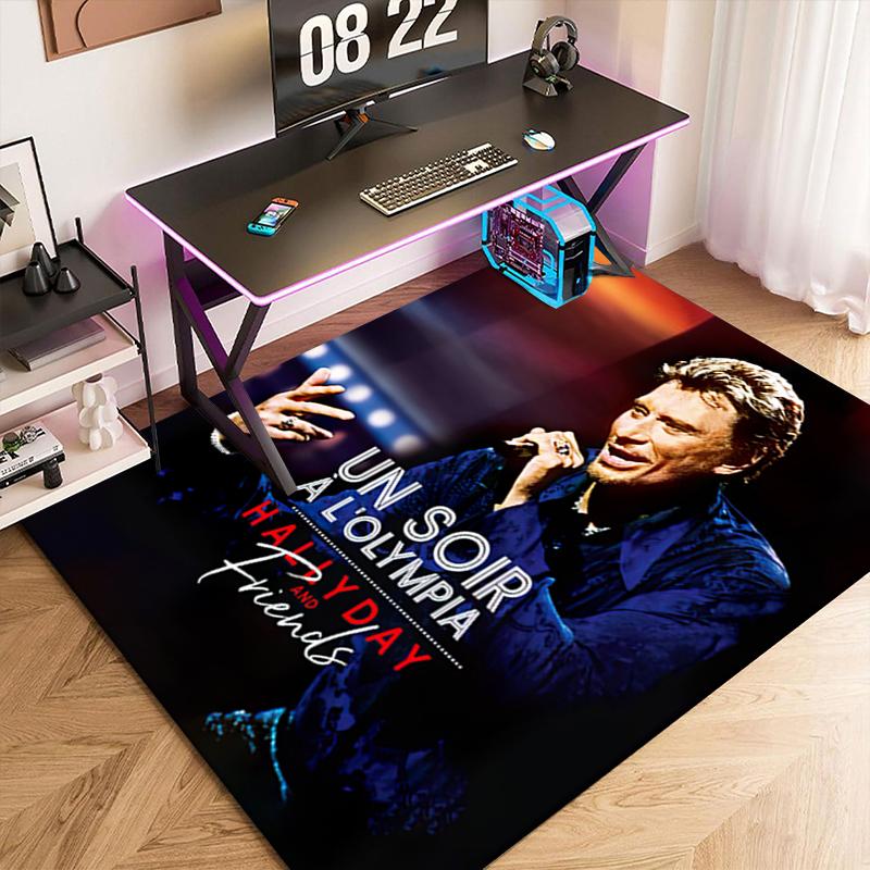 1 Stück Der Goldene Legende von Johnny Hallyday Teppich für Wohnzimmer Schlafzimmer Zuhause Sofadekoration, Kinder spielen Rutschfeste Fußmatte