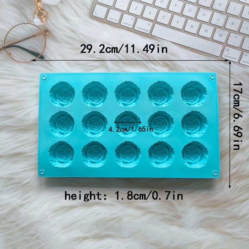 1Pc 15 Cavity Silicone Rose Mold Chocolate Candy DIY Dessert Pudding Cake Decoration Mould Ice Cube Making Tool