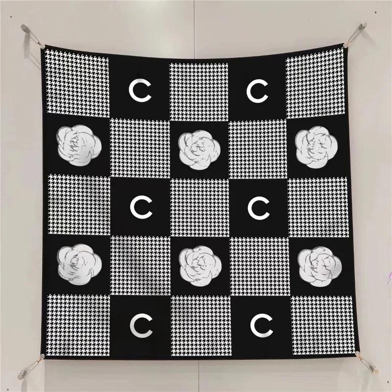 VREOVOR New 90cm × 90cm Large Square Scarf Handmade Desktop Printing Machine Right Angle Curled Edge Twill Silk Fashion Trends