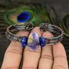 Natural Russian Charoite Gemstone Copper Wire Wrap Cuff Bangle Adjustable d5t54