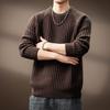 Men's High-End Waffle Knit Sweater: Autumn Winter Warm Casual Pullover