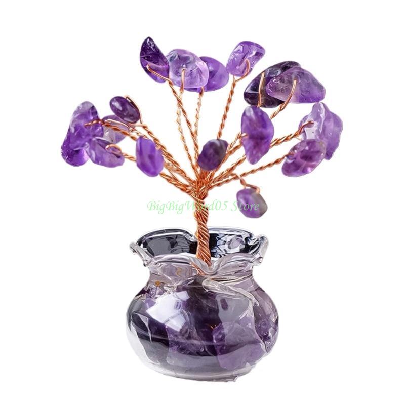 24TE Crystal Stone Energy Tree for Inviting Abundants and Home Decoration Elegant