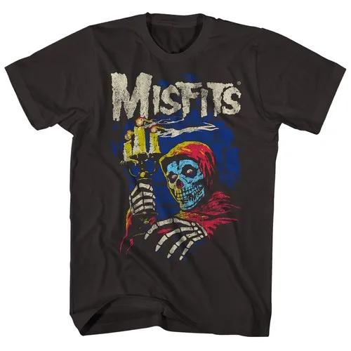 New Fashion Misfits Punk Style Tshirt Retro Street Skull Pattern Unisexs Tshirt