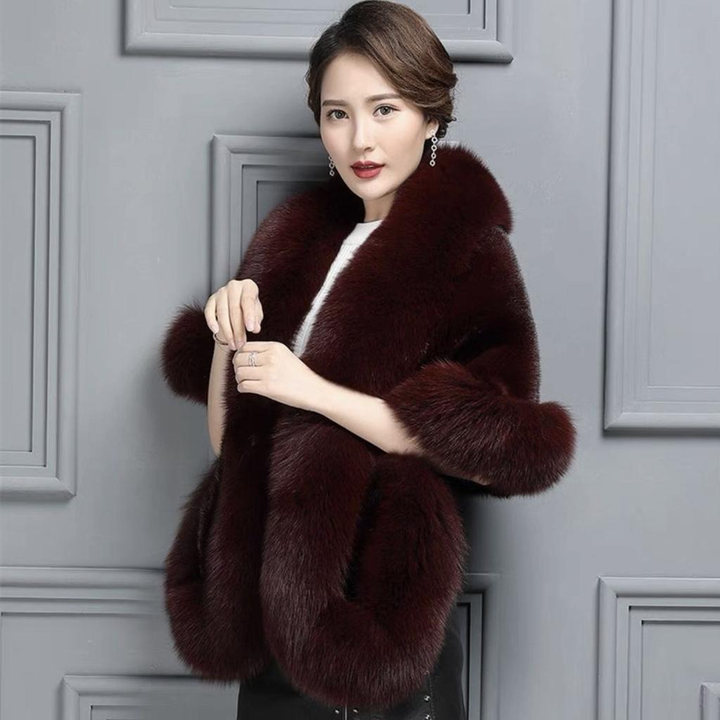 Brand New Fur Women's Shawl Cape Eco-friendly Mink Fox Fur Mink Coat