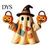 Desktop Haunted House Accents Patchwork Halloween Wooden Flat Ornaments, Skeleton Pumpkin Mummy Festival Showcase Ornaments Ghost Tabletop Decor,