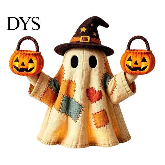 Desktop Haunted House Accents Patchwork Halloween Wooden Flat Ornaments, Skeleton Pumpkin Mummy Festival Showcase Ornaments Ghost Tabletop Decor,