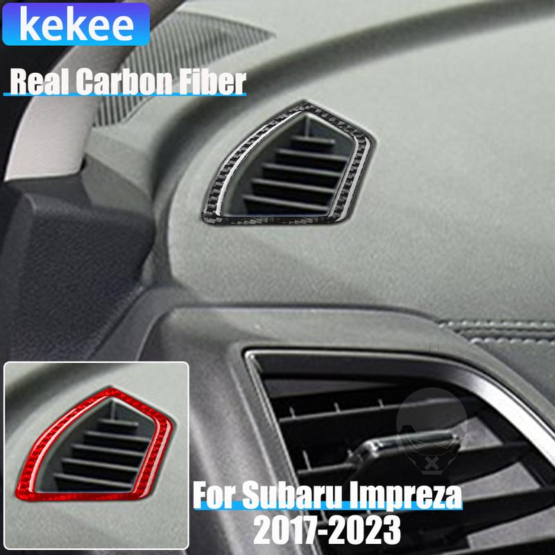 Real Carbon Fiber Car Accessories Defogger Vents Decorative Cover Soft Sticker For Subaru Impreza 2017- Crosstrek 2018-