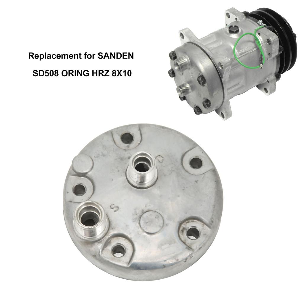 AC Compressor Cover Aluminium Air Conditioner Compressor Back Cover Replacement for SANDEN SD508 ORING HRZ 8X10