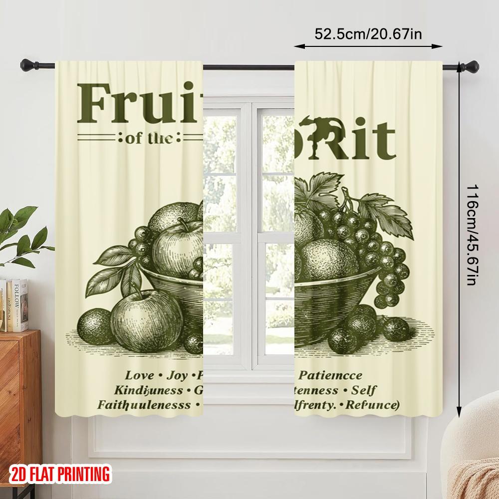2pcs 2D Flat Printing Drapes Fruit of the Spirit Love Joy Peace Polyester Fabric Without Electricity Birthday Party Use for