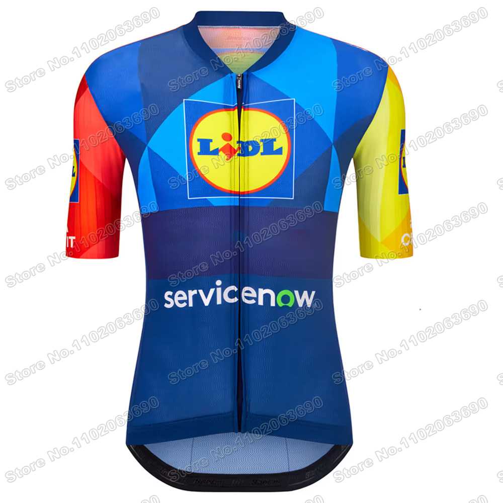 Tým Lidl Cyklistický dres Set Mistr světa Cyklistické oblečení Pánské Krátký rukáv Sestava Silniční kolo Dres Oblek Cyklistické kraťasy s laclem