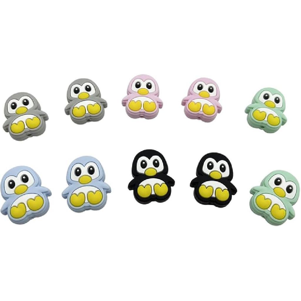 10Pcs Duck Beads Cartoon Animal Beads Colorful Duck Shaped Beads Focal Beads for Pen Flat Loose Spacer Beads for Keychain Making Jewelry DIY