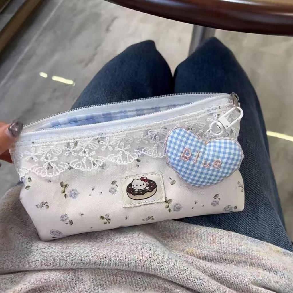 Large Capacity Red Plaid Pencil Case - Cute Design Stationery and Makeup Bag for Women
