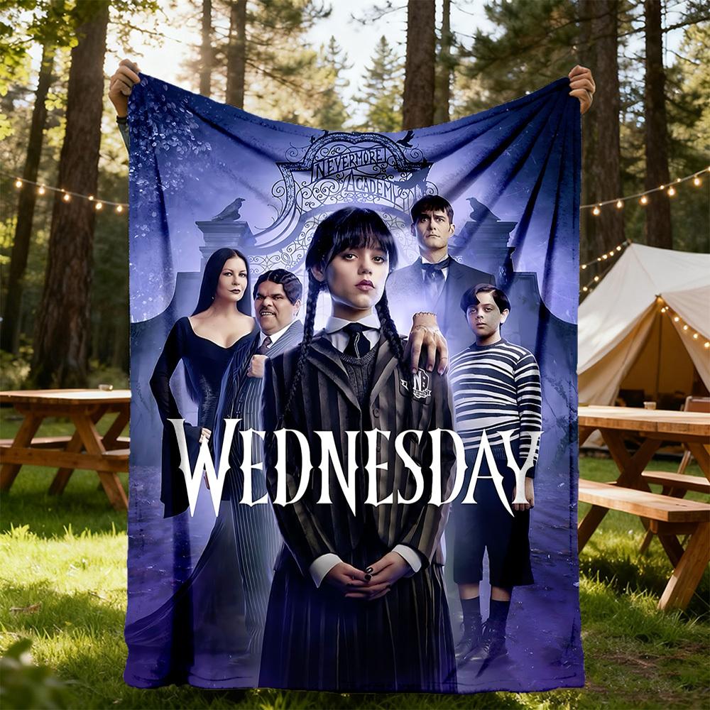 1pc Wednesday Outdoor Blanket Lightweight Flannel, Soft & Warm, All-Season Use for Sofa, Outdoor, Camping, Living Room, Office103