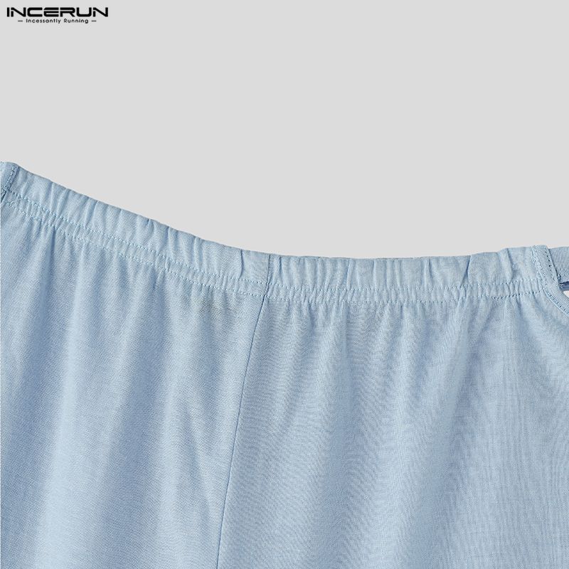 INCERUN Pantaloni Lunghi Casual da Uomo con Vita Elastica e Cut-out Pantaloni da Casa Loungewear