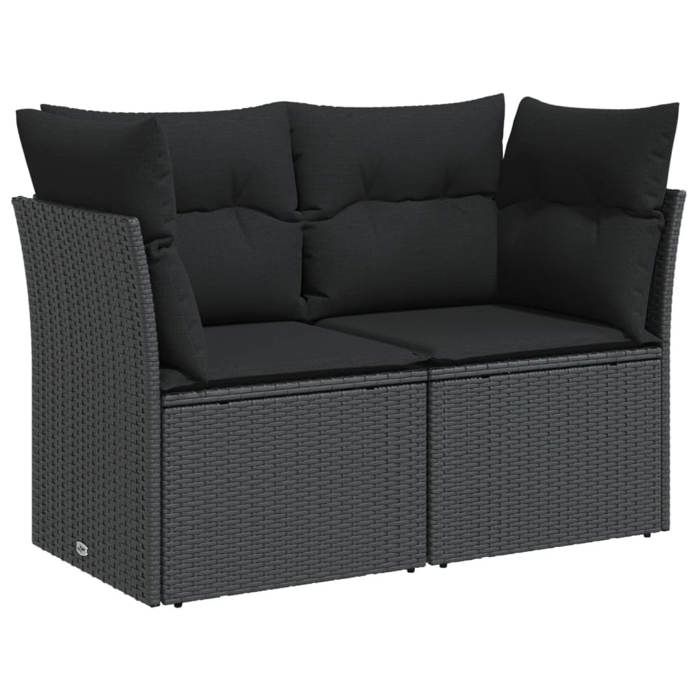 VidaXL Garden Sofa with Cushions 2 Seater, Seat with Backrest, Patio Backyard Terrace Outdoor Furniture, Black 365986