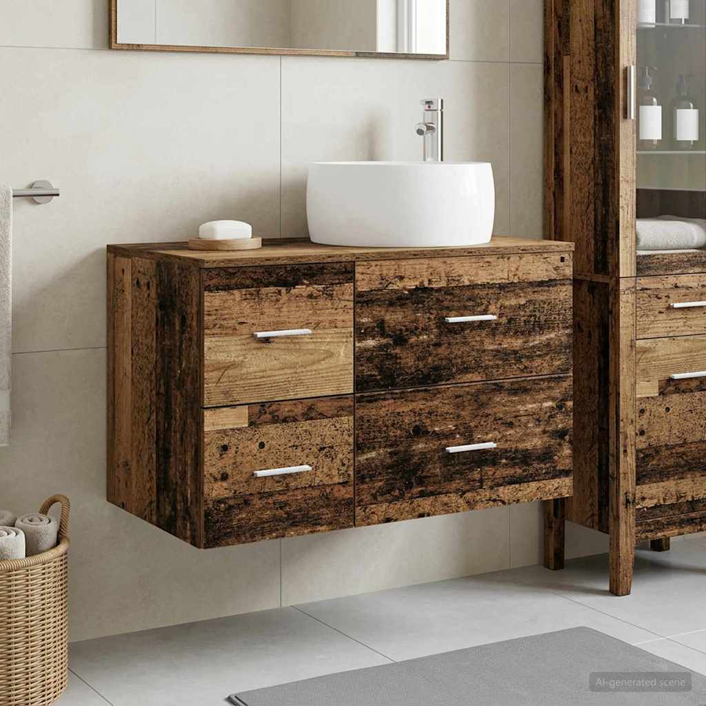 Bathroom Furniture Set 2 pcs Reclaimed Wood Engineered Wood