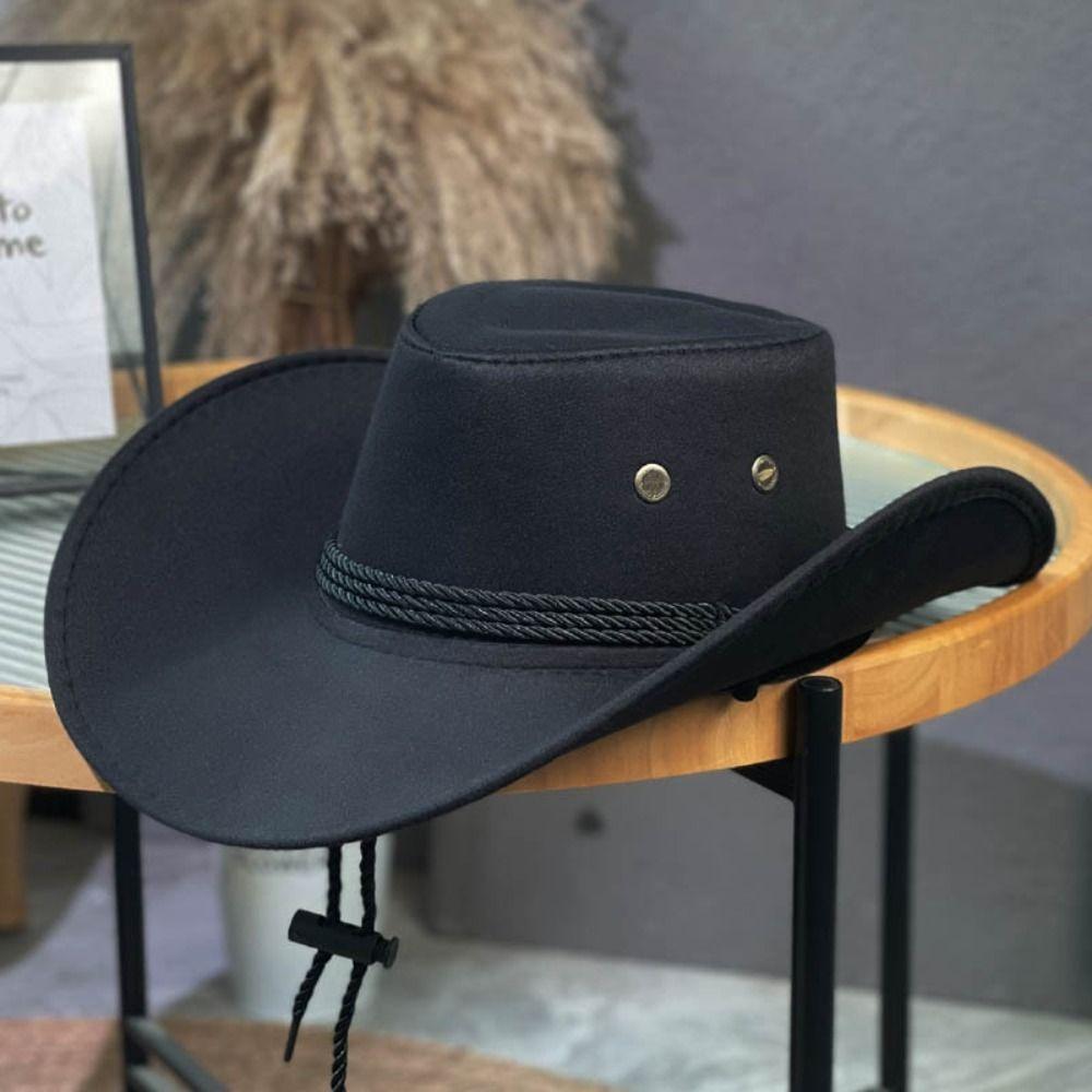 Large Brim Felt Fedora Hats Ethnic Style Mongolian Caps Fashion Western Cowboy Hat  Unisex