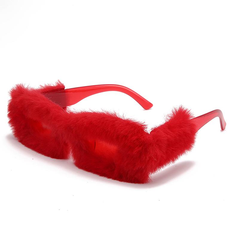 

Fashion Soft Full Woollen Sunglasses Women Men Y2K Trend Fur Velvet Pink Sun Glasses Female Luxury Brand Designer Eyewear