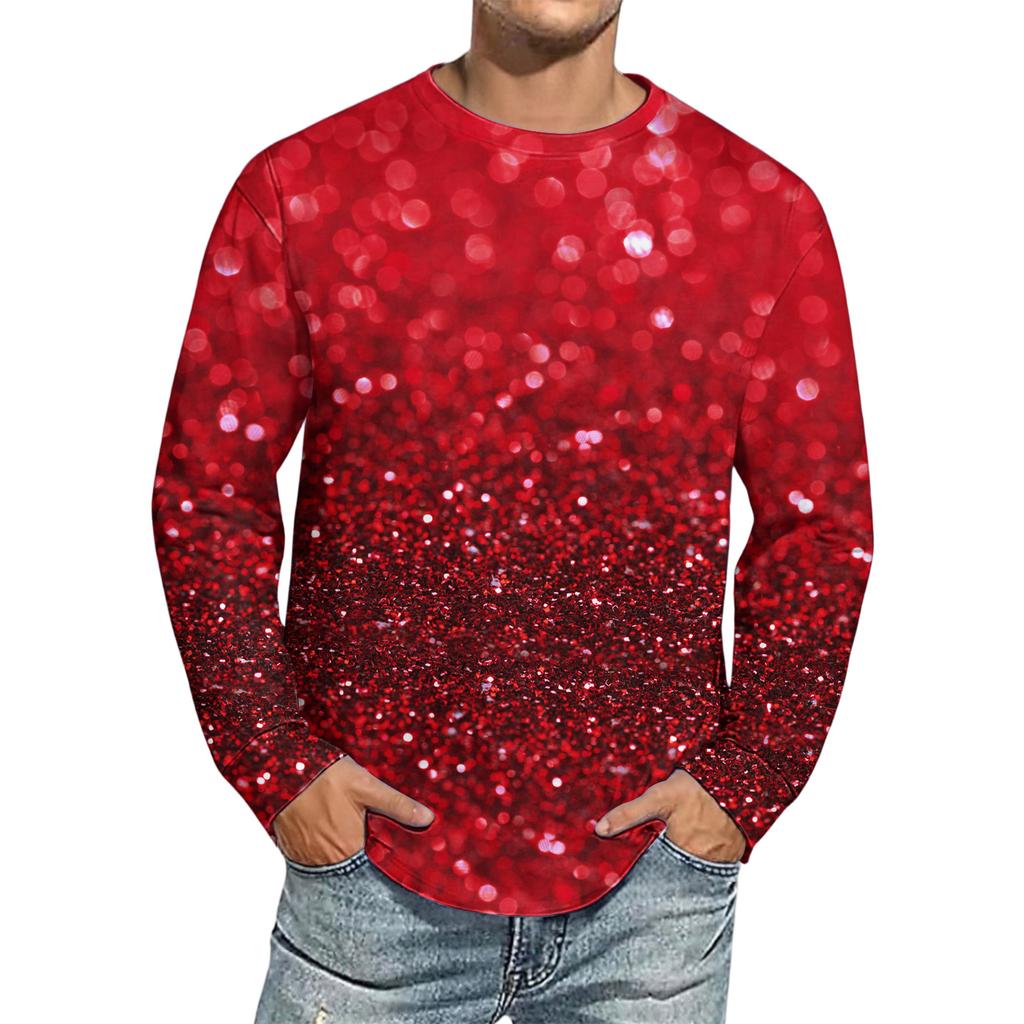 Men's Christmas Printed Imitation Cotton Long-sleeved Shirt